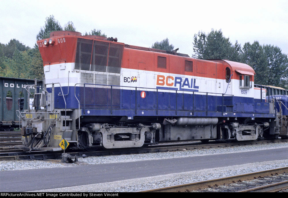 BC Rail RS18C BCOL #609 with slug switch yard.